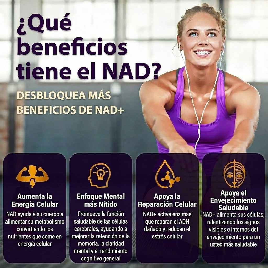 NAD+ Max Nicotinamida Ribósido + Trans-Resveratrol - Energía Celular y Envejecimiento Saludable - 60 Cápsulas