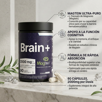 Brain+ Magnesio L-Treonato 2000mg con Magtein - 30 dias